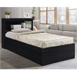 Hodedah Twin Size Captain Bed with 3 Drawers and Headboard in Black Wood