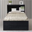 Hodedah Twin Size Captain Bed with 3 Drawers and Headboard in Black Wood
