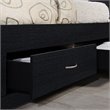 Hodedah Twin Size Captain Bed with 3 Drawers and Headboard in Black Wood