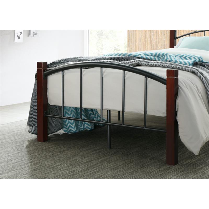 Hodedah Complete Metal Platform Bed with Headboard Footboard Queen Size in Black
