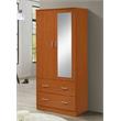 Hodedah 2 Door Armoire with 2 Drawers Clothing Rod and Mirror in Cherry Wood