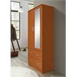Hodedah 2 Door Armoire with 2 Drawers Clothing Rod and Mirror in Cherry Wood