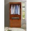 Hodedah 2 Door Armoire with 2 Drawers Clothing Rod and Mirror in Cherry Wood