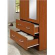 Hodedah 2 Door Armoire with 2 Drawers Clothing Rod and Mirror in Cherry Wood