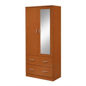 hodedah 2 door armoire with 2 drawers and mirror