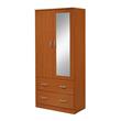 Hodedah 2 Door Armoire with 2 Drawers Clothing Rod and Mirror in Cherry Wood