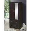 Hodedah 2 Door Armoire with 2 Drawers Clothing Rod and Mirror in Chocolate Wood