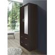Hodedah 2 Door Armoire with 2 Drawers Clothing Rod and Mirror in Chocolate Wood