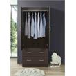 Hodedah 2 Door Armoire with 2 Drawers Clothing Rod and Mirror in Chocolate Wood