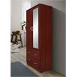 Hodedah 2 Door Armoire with 2 Drawers Clothing Rod and Mirror in Mahogany Wood