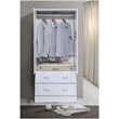 Hodedah 2-Door Armoire with 2-Drawers and Clothing Rod plus Mirror in White Wood