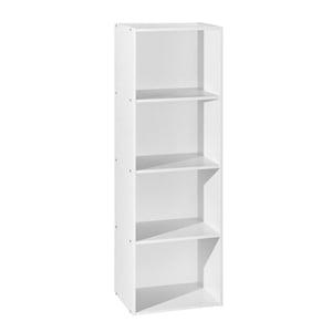 Hodedah Four Shelf Multi-Purpose Wooden Bookcase in White Finish
