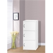 Hodedah 3 Shelf 3 Door Multi-Purpose Wooden Bookcase in White Finish