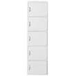 Hodedah 5 Shelf 5 Door Multi-Purpose Wooden Bookcase in White Finish