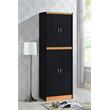Hodedah 4 Door Kitchen Pantry with 4 Shelves 5 Compartments in Black-Beige Wood
