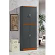 Hodedah 4 Door Wooden Kitchen Pantry 4 Shelves 5 Compartments in Gray Oak Wood