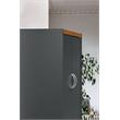 Hodedah 4 Door Wooden Kitchen Pantry 4 Shelves 5 Compartments in Gray Oak Wood