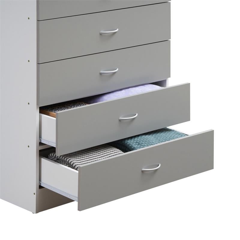 Hodedah 7 Drawer Chest with Locks on 2 Top Drawers in Gray Wood