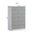Hodedah 7 Drawer Chest with Locks on 2 Top Drawers in Gray Wood