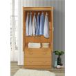 Hodedah 2-Door Armoire with 2-Drawers and Clothing Rod plus Mirror in Beige Wood