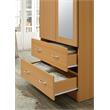 Hodedah 2-Door Armoire with 2-Drawers and Clothing Rod plus Mirror in Beige Wood