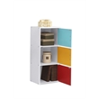 Hodedah 3 Shelf 3 Door Multi-Purpose Wooden Bookcase in Multi-color Finish