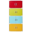 Hodedah 4 Shelf 8 Door Versatil Wooden Bookcase Cabinet in Multi-color Finish