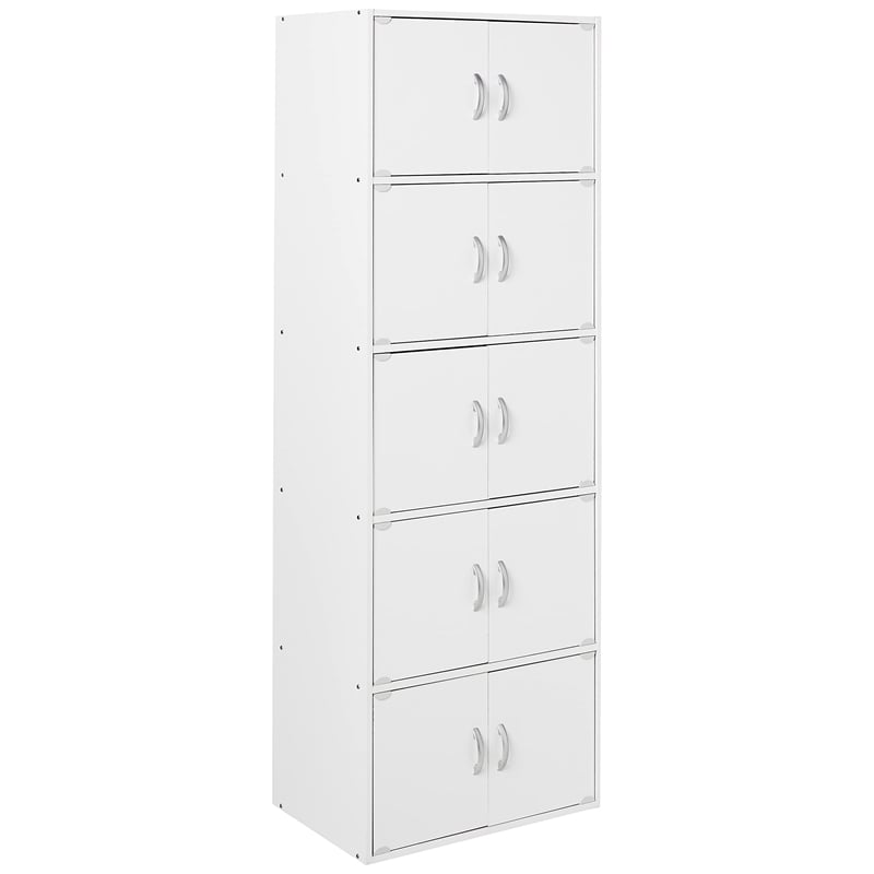 Hodedah 5 Shelf 10 Door Multi-Purpose Wooden Bookcase in Multi-color Finish