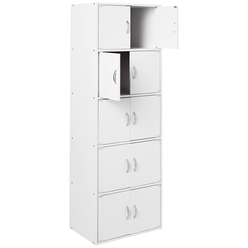 Hodedah 5 Shelf 10 Door Multi-Purpose Wooden Bookcase in Multi-color Finish