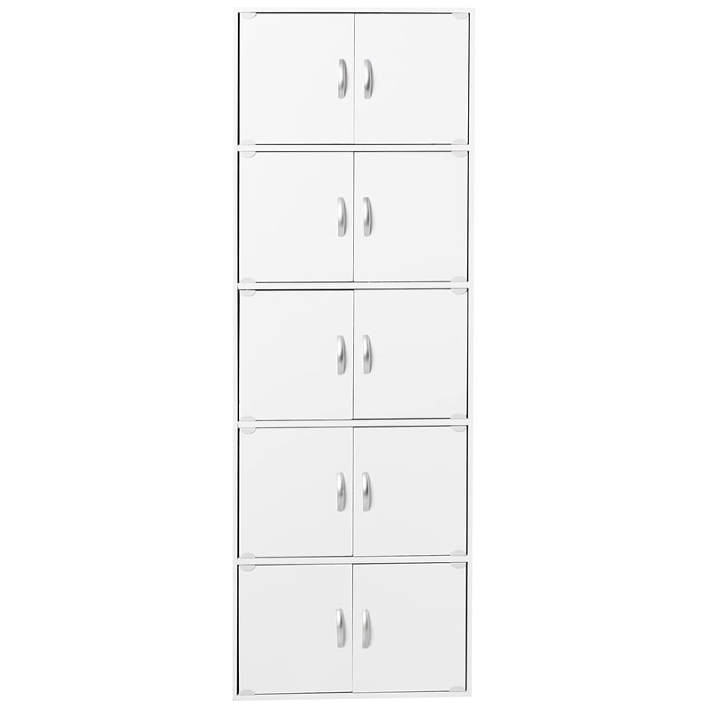 Hodedah 5 Shelf 10 Door Multi-Purpose Wooden Bookcase in Multi-color Finish