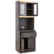 Hodedah Kitchen Cabinet 1 Drawer and Space for Microwave in Black-Beige Wood