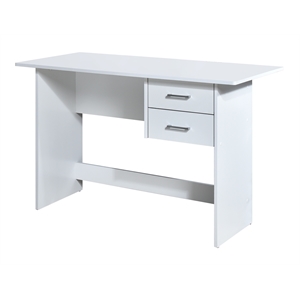 Hodedah Writing Wooden Desk with Two Drawers in White Finish