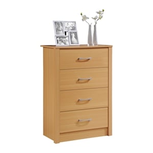 hodedah four drawer contemporary wooden chest in beige finish