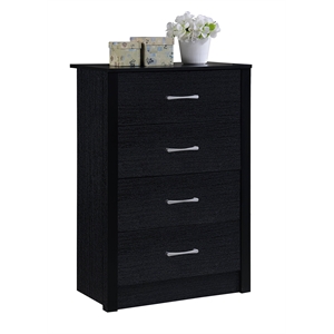 hodedah four drawer contemporary wooden chest in black finish