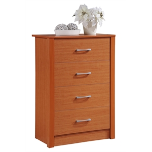 hodedah four drawer contemporary wooden chest in cherry finish