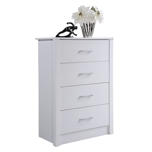 hodedah four drawer contemporary wooden chest in white finish