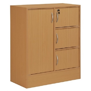 hodedah multipurpose wooden bookcase with 4-doors 3-shelves in beige