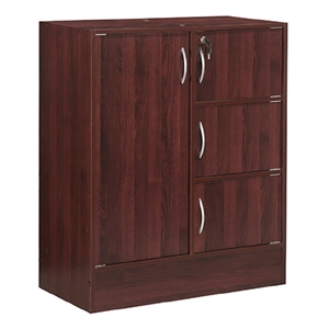 hodedah multipurpose wooden bookcase with 4-doors 3-shelves in mahogany