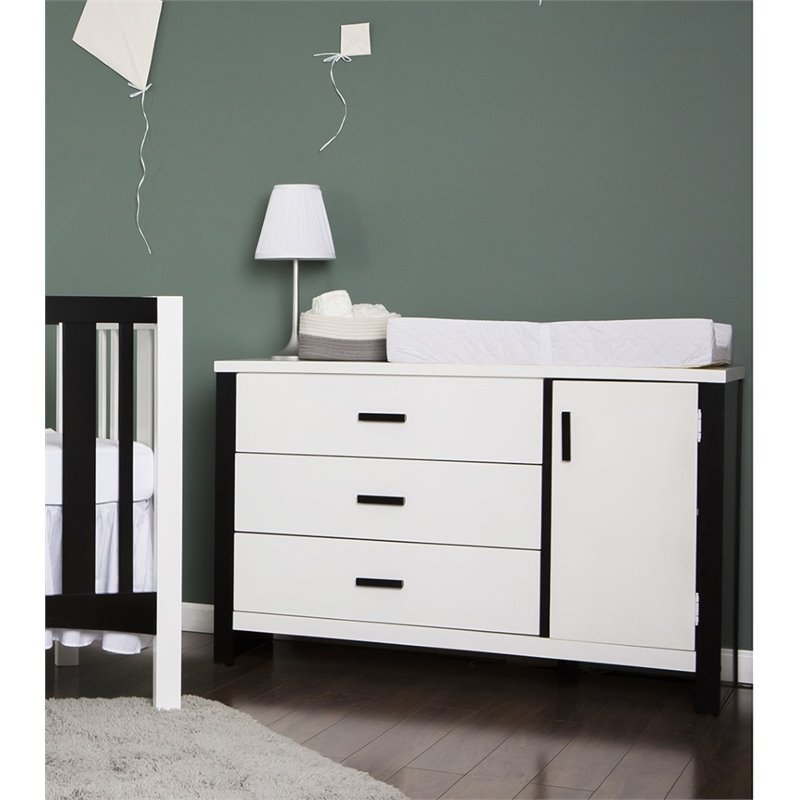 Dream On Me Cafeina 3 Drawer Dresser In Black And White 608 W