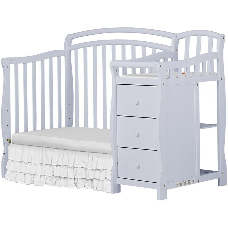 gray convertible crib with changing table