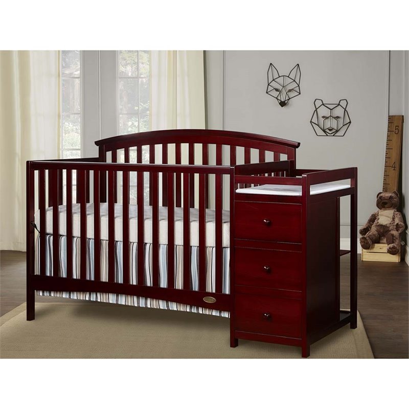 cherry crib with changing table