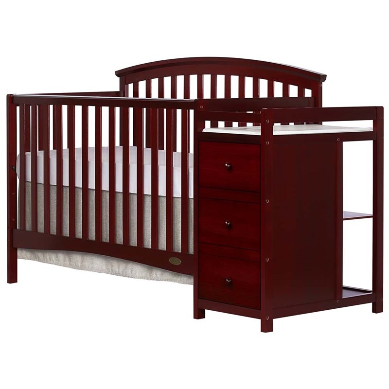 cherry wood crib with changing table
