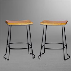 carolina classics aryan saddle seat bar stool in mango and black (set of 2)