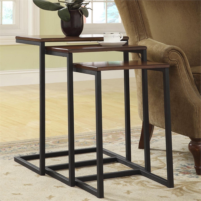 Carolina Classics Astrid Nesting Table Set in Chestnut and Black