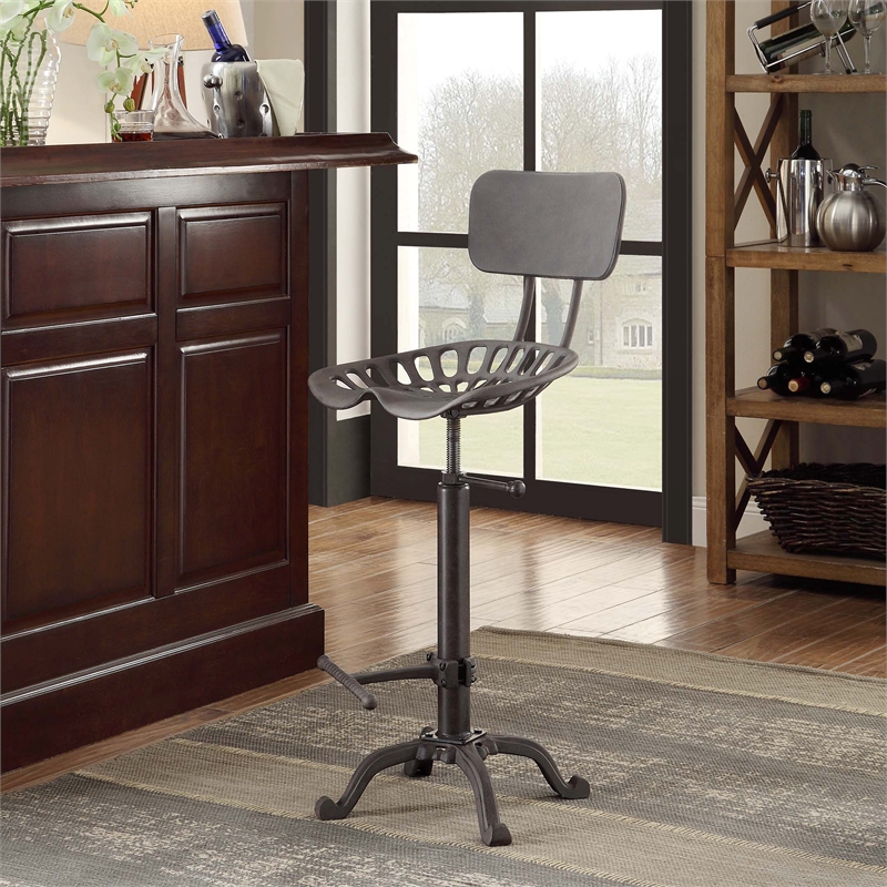 Carolina Classics August Adjustable Bar Stool in Gray