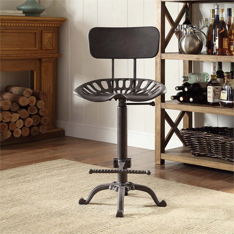 Carolina Classics August Adjustable Bar Stool in Gray