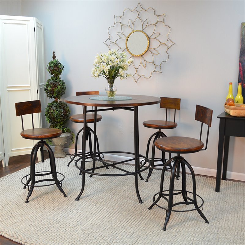 Carolina Classics Ryder Adjustable Bar Stool in Chestnut and Black