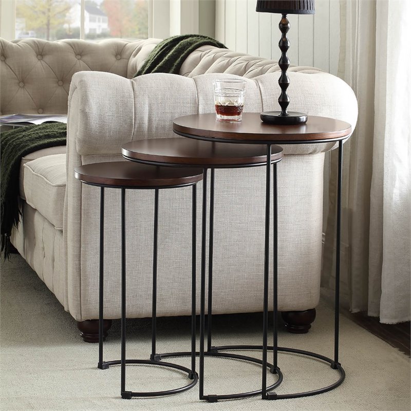 Carolina Classics Evan 3 Piece Nesting End Table Set in Chestnut