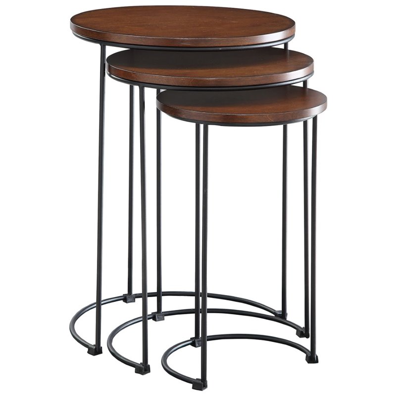 Carolina Classics Evan 3 Piece Nesting End Table Set in Chestnut
