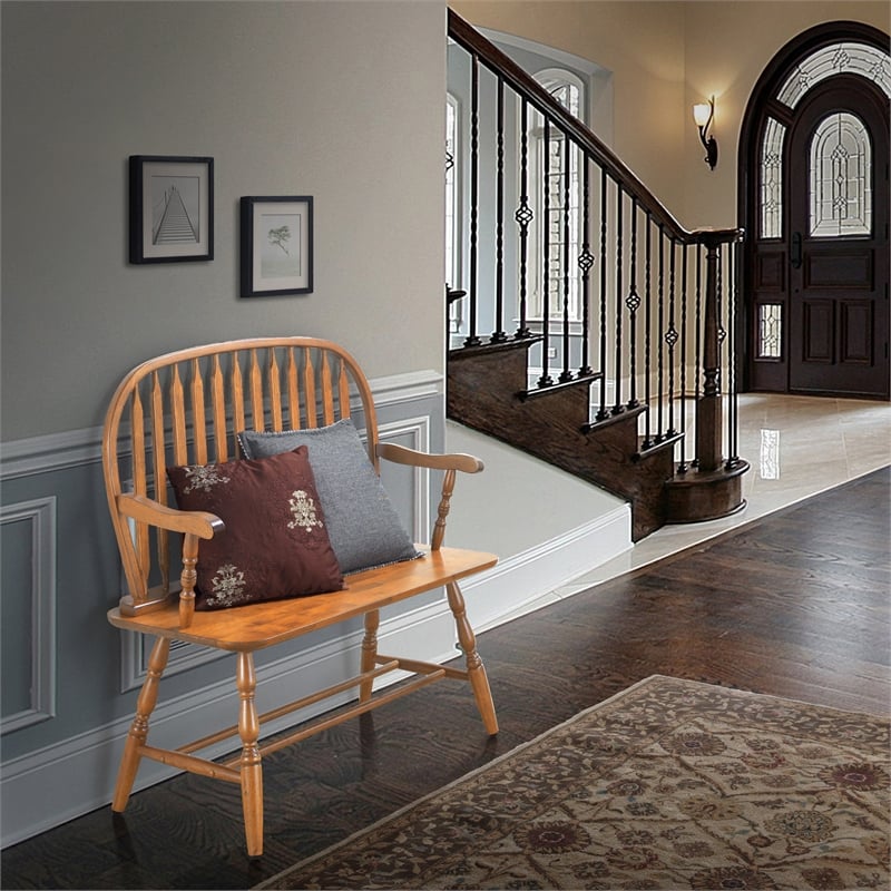 Carolina Classics Windsor Living Room Bench in American Oak